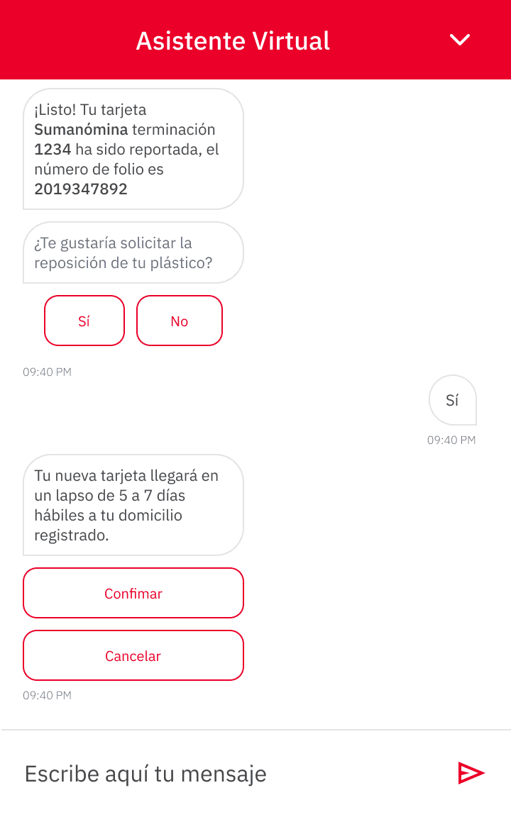 Maya conversation with an action to confirm a decision.